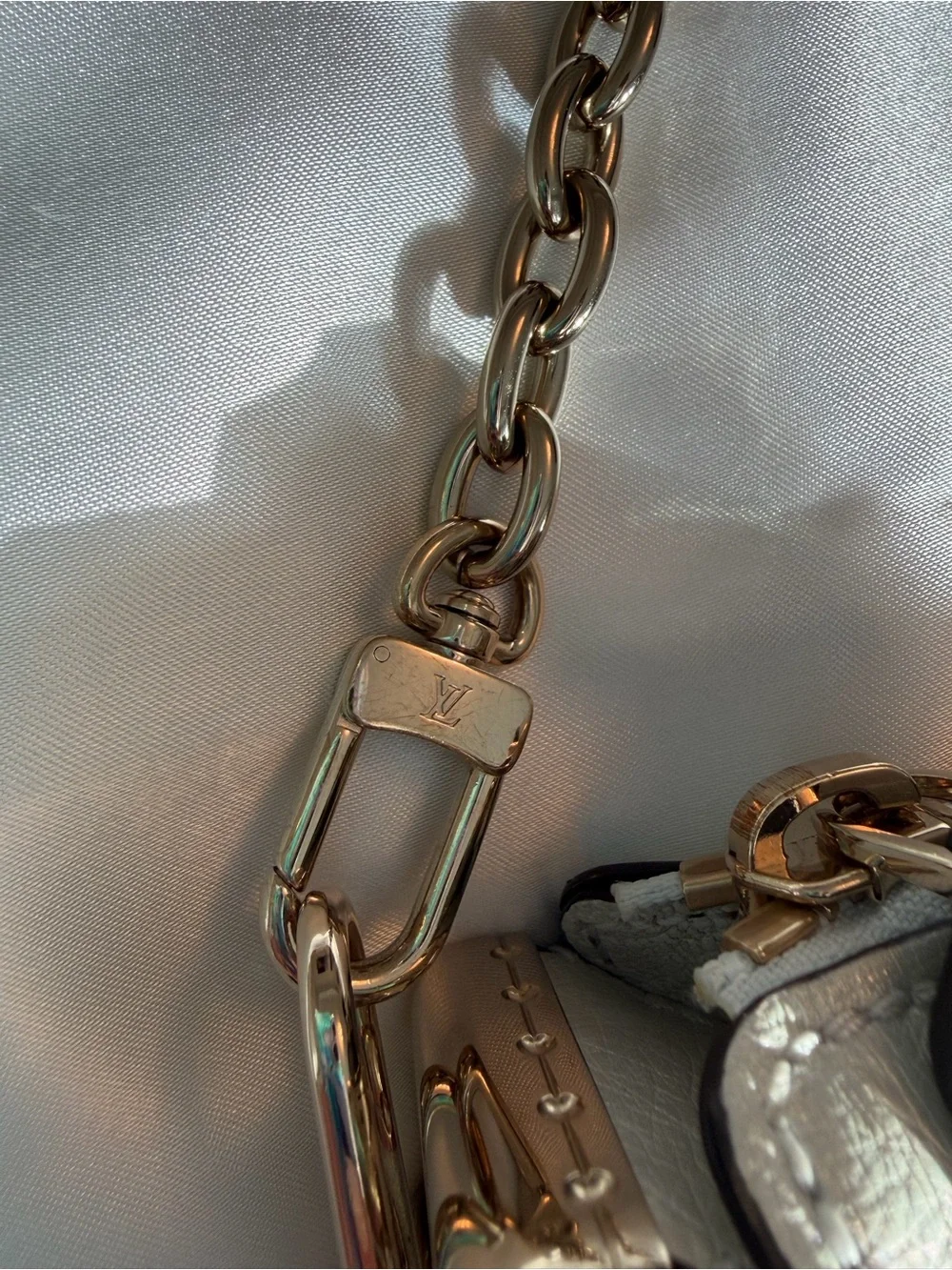 Louis Vuitton Iridescent Ostrich Leather Bag with Gold Chain & Crossbody Strap